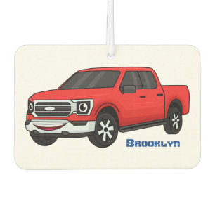 Cute red pickup truck cartoon illustration car air freshener