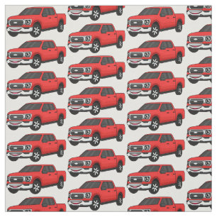 Cute red pickup truck cartoon illustration fabric