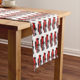 Cute red pickup truck cartoon illustration short table runner