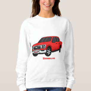 Cute red pickup truck cartoon illustration sweatshirt