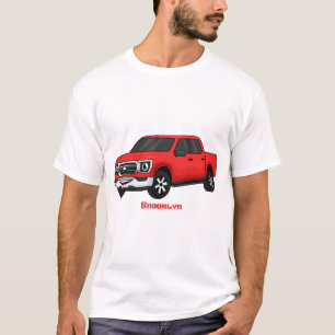 Cute red pickup truck cartoon illustration T-Shirt
