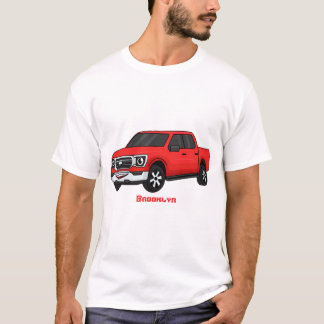 Cute red pickup truck cartoon illustration T-Shirt