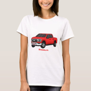 Cute red pickup truck cartoon illustration T-Shirt