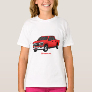 Cute red pickup truck cartoon illustration T-Shirt
