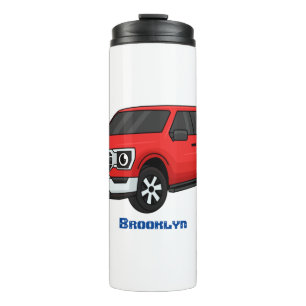 Cute red pickup truck cartoon illustration thermal tumbler