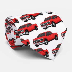 Cute red pickup truck cartoon illustration tie