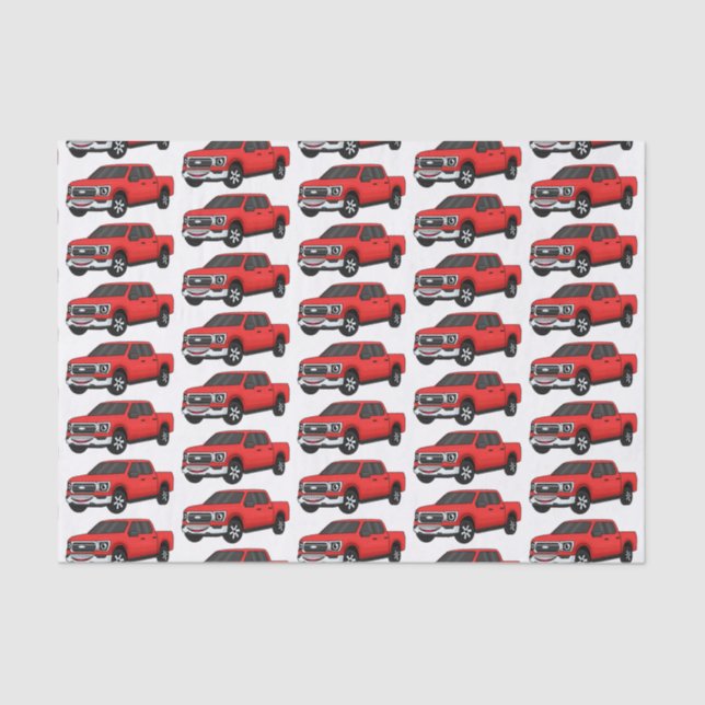 Cute red pickup truck cartoon illustration tissue paper (Front)