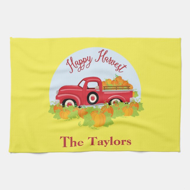 Cute Red Pickup Truck Tea Towel (Horizontal)