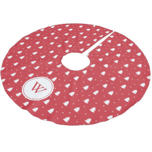 Cute Red Pine Trees Pattern Personalised Brushed Polyester Tree Skirt