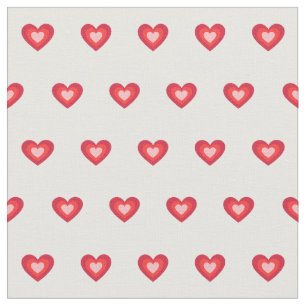 Cute Red Pink Hearts Dot Pattern on White Fabric