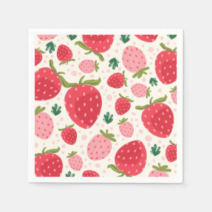 Cute Red Pink Strawberry Pattern Napkin
