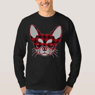 Cute Red Plaid Buffalo Chihuahua Face Christmas Pa T-Shirt