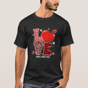 Cute Red Plaid Leopard Love Big Brother Hearts Val T-Shirt