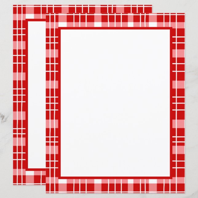 Cute red plaid lovers paper sheet (Front/Back)
