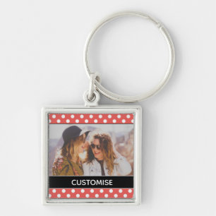 Cute Red Polka Dot Custom Photo Personalised Key Ring