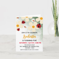 Cute red Polka dot Ladybug Daisy Flower Birthday