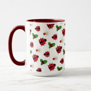 Cute red polka dot Ladybug Daisy flower summer Mug