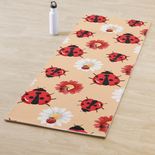 Cute red polka dot Ladybug Daisy flower summer Yoga Mat