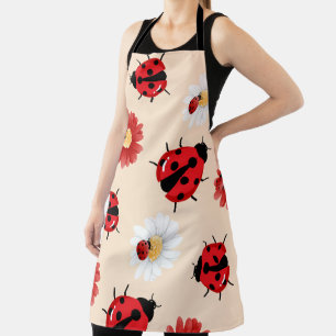 Cute red polka dot Ladybug flower summer Girly Apron