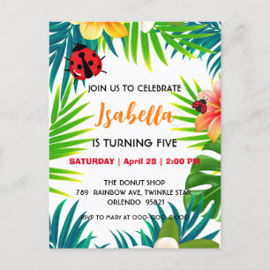 Cute red Polka dot Ladybug summer jungle Birthday Postcard