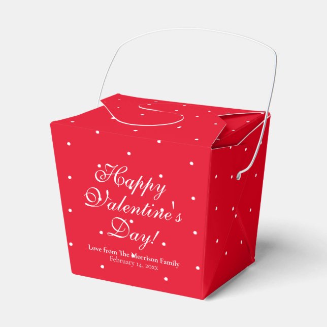 Cute red polka dots custom name Valentine's Day  Favour Box (Front Side)
