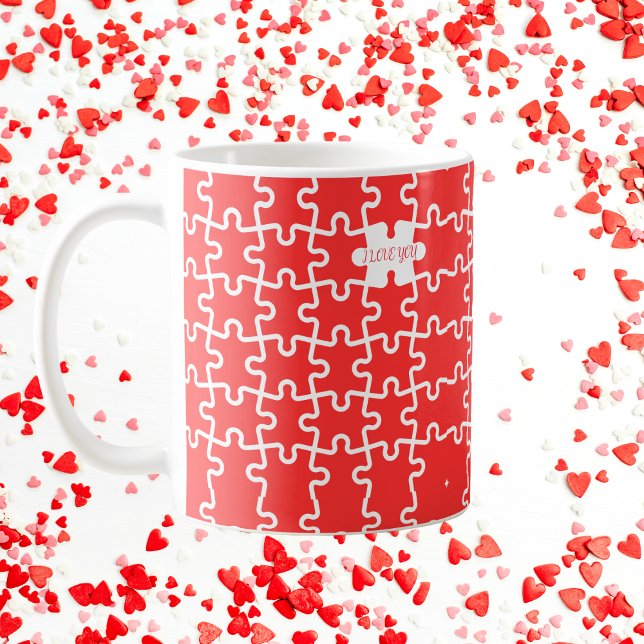Cute Red Puzzle "I Love You" Coffee Mug (Creator Uploaded)