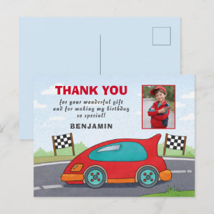 Cute Red Racing Car Birthday Photo  Postcard