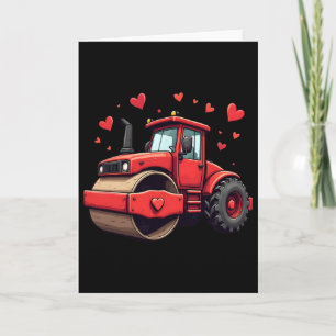 Cute Red Road Roller With Hearts Valentine Love Card