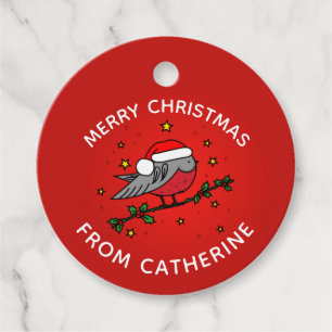 Cute Red Robin Bird Christmas Favour Tags