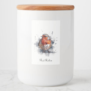 Cute Red Robin in watercolor Food Label
