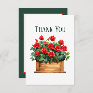 Cute red roses ad message thank you card