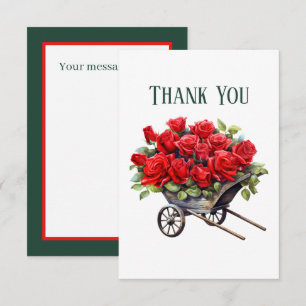 Cute red roses add message  thank you card
