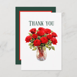 Cute red roses add message  thank you card