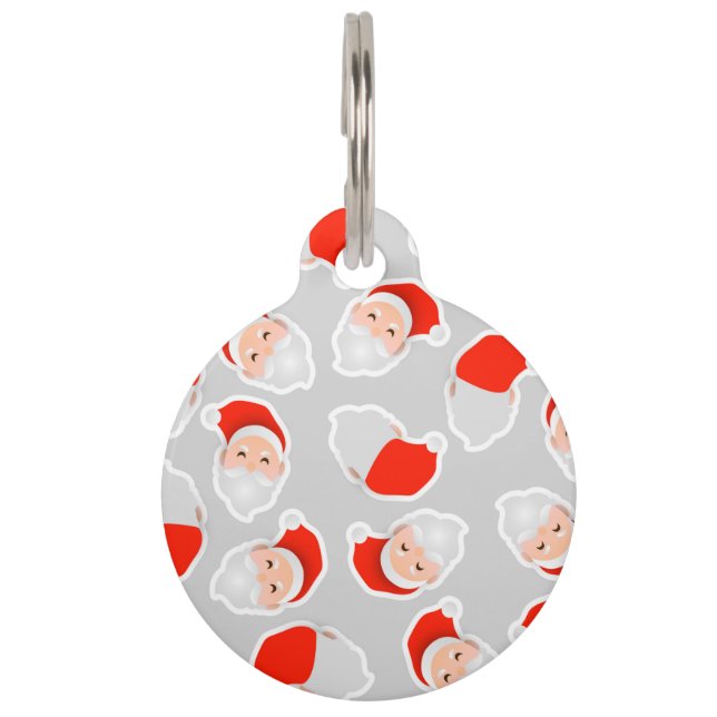 cute red santa claus christmas pattern pet tag (Front)