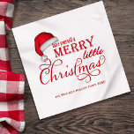 Cute Red Santa Claus Hat Custom Napkin<br><div class="desc">This design features a cute red,  Santa Claus hats cocktail napkin,  with a Christmas,  holiday season,  with a watercolor,  red and white,  funny Christmas,  typography,  a vintage,  adorable theme</div>