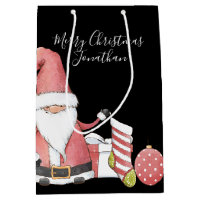 Cute Red Santa Gnome with Christmas Gifts