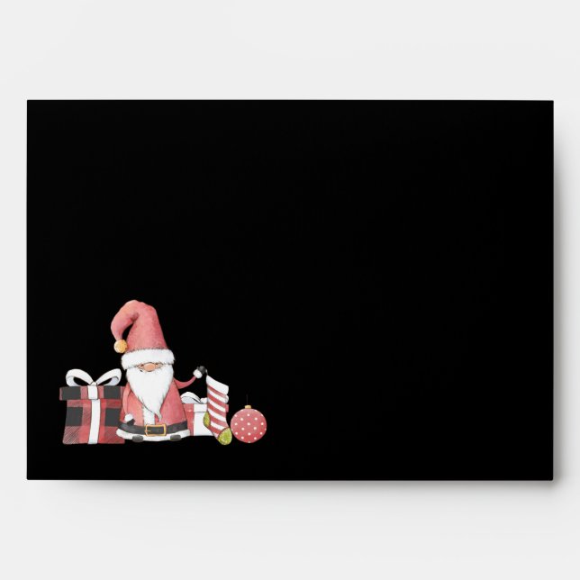 Cute Red Santa Gnome with Gifts Envelope (Front)