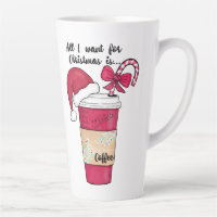 Cute Red Santa Hat Coffee Candy Cane Christmas
