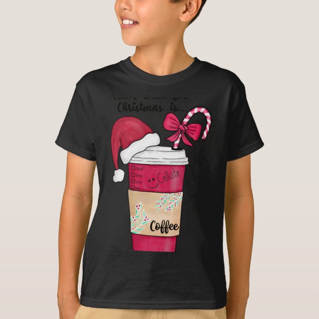 Cute Red Santa Hat Coffee Candy Cane Christmas T S T-Shirt (Front)