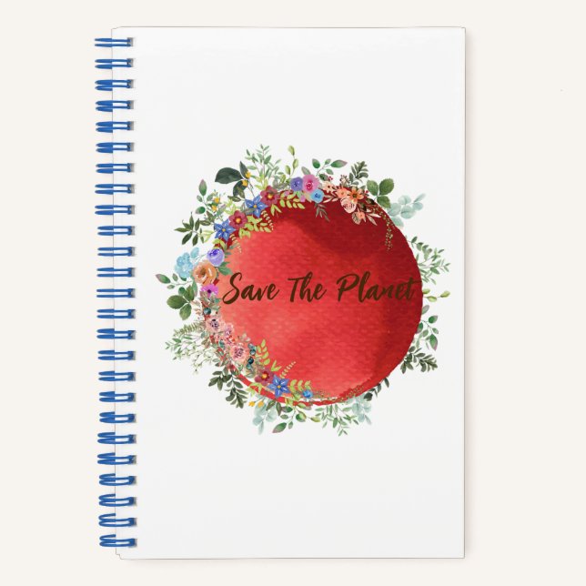 Cute Red SaveThe Planet Collection Spiral Notebook (Front)
