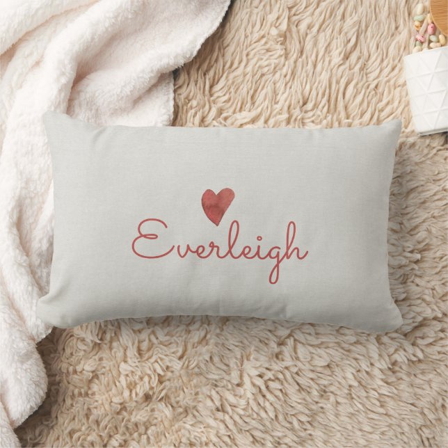 Cute Red Script Name Heart Lumbar Cushion (Blanket)