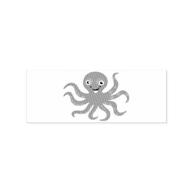 Cute Red Smiling Octopus Thunder_Cove Rubber Stamp (Imprint)