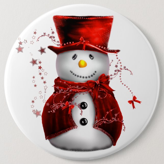 Cute Red Snowman Christmas 6 Cm Round Badge (Front)