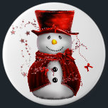 Cute Red Snowman Christmas 6 Cm Round Badge<br><div class="desc">A sweet little Christmas snowman,  dressed in red velvet vest and matching top hat,  to put some festive style and fun into your Christmas celebrations this year.</div>