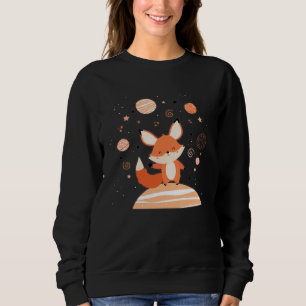 Cute Red Space Fox Float In Space Alone Cosmic Ani Sweatshirt