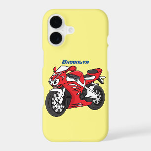 Cute red sports motorcycle cartoon
