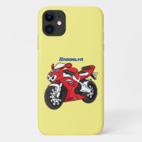 Cute red sports motorcycle cartoon