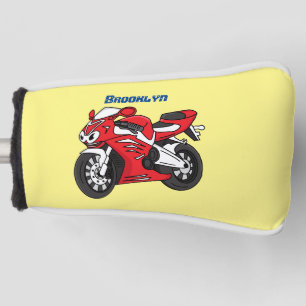 Cute red sports motorcycle cartoon golf head cover