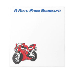 Cute red sports motorcycle cartoon notepad