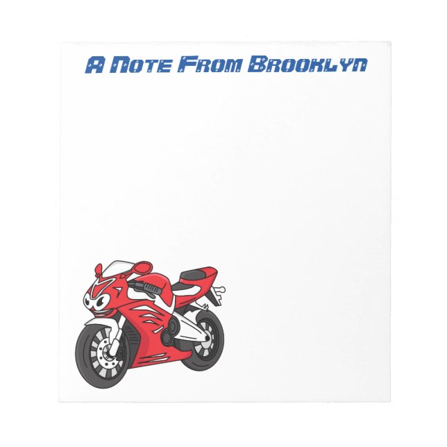 Cute red sports motorcycle cartoon notepad (Front)